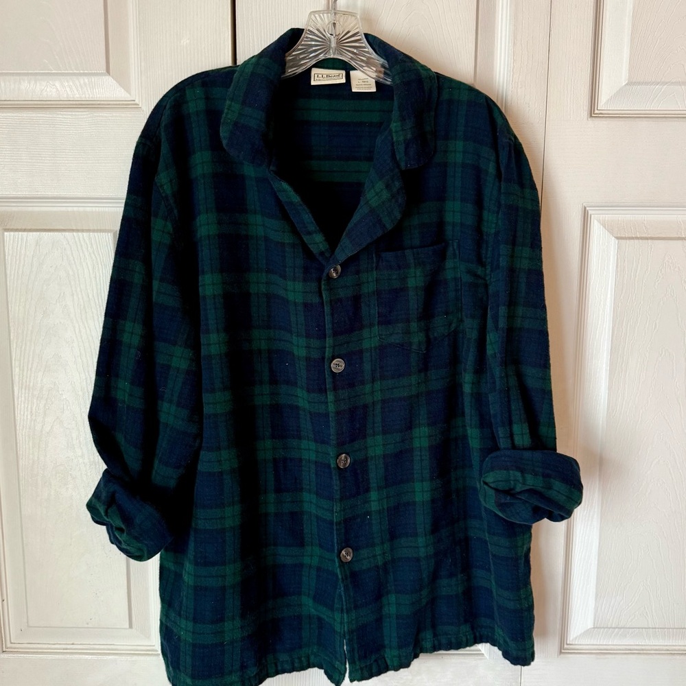 L.L. Bean Fall Scotch Plaid Flannel Shirt Grunge 90's Large